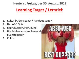 Learning Target / Lernziel :
