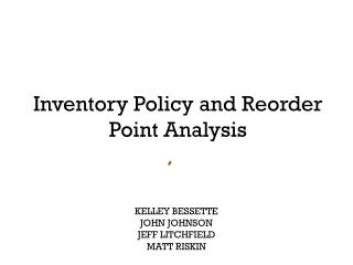 Inventory Policy and Reorder Point Analysis