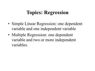 Topics: Regression