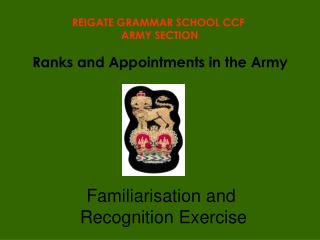 Ranks and Appointments in the Army