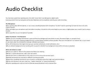 Audio Checklist