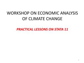 WORKSHOP ON ECONOMIC ANALYSIS OF CLIMATE CHANGE PRACTICAL LESSONS ON STATA 11