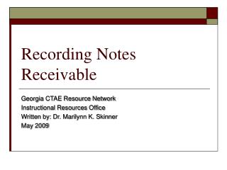 Recording Notes Receivable