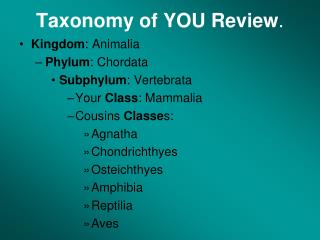 Taxonomy of YOU Review .