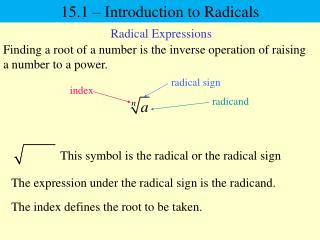 15.1 – Introduction to Radicals