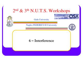 2 nd &amp; 3 th N.U.T.S. Workshops Gulu University Naples FEDERICO II University