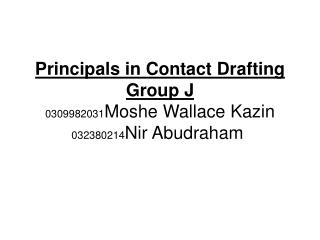 Principals in Contact Drafting Group J 0309982031 Moshe Wallace Kazin 032380214 Nir Abudraham