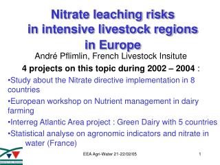 Nitrate leaching risks in intensive livestock regions in Europe