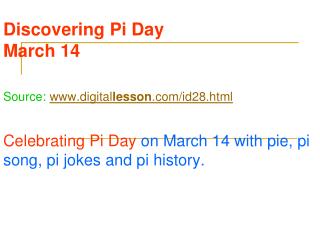 Discovering Pi Day March 14