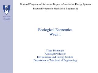 Ecological Economics Week 1