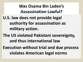 Was Osama Bin Laden’s Assassination Lawful?