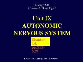 Unit IX AUTONOMIC NERVOUS SYSTEM