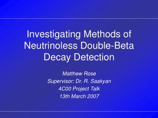 Investigating Methods of Neutrinoless Double-Beta Decay Detection
