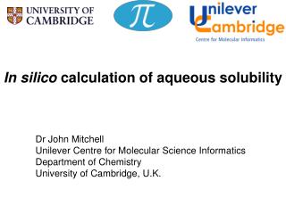 In silico calculation of aqueous solubility