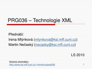 PRG036 – Technologie XML