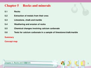 Chapter 5	Rocks and minerals