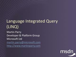 Language Integrated Query (LINQ)