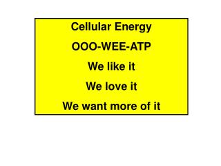Cellular Energy OOO-WEE-ATP We like it We love it We want more of it