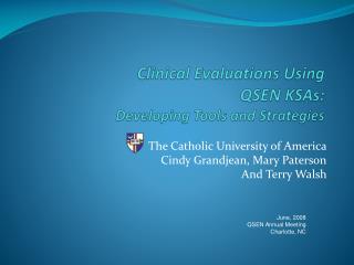 Clinical Evaluations Using QSEN KSAs: Developing Tools and Strategies