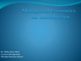 Managerial Economics An Introduction