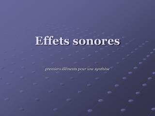 Effets sonores