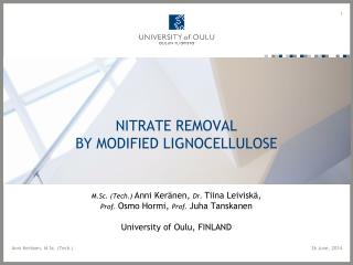 Nitrate removal by modified lignocellulose