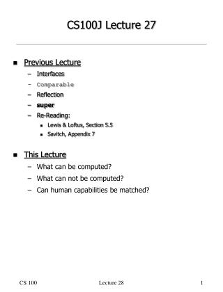 CS100J Lecture 27