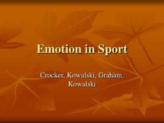 Emotion in Sport