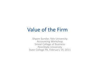 Value of the Firm