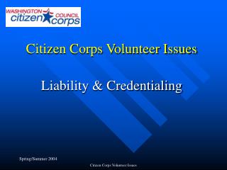 Citizen Corps Volunteer Issues