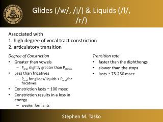 Glides (/w/, /j/) &amp; Liquids (/l/, /r/)