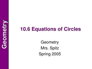 10.6 Equations of Circles