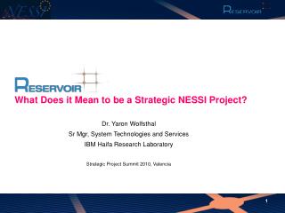What Does it Mean to be a Strategic NESSI Project?