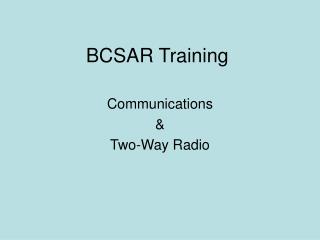 BCSAR Training