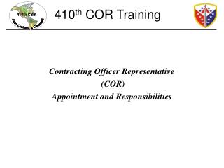 Contracting Officer Representative (COR) Appointment and Responsibilities