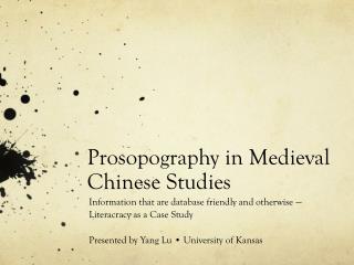Prosopography in Medieval Chinese Studies