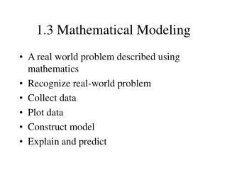 1.3 Mathematical Modeling