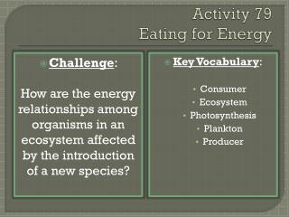 Activity 79 Eating for Energy
