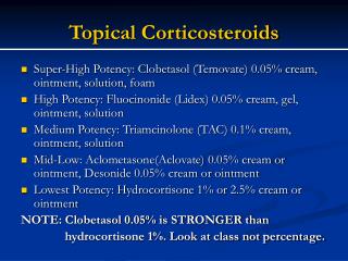 Topical corticosteroids drugs