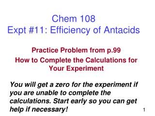 Chem 108 Expt #11: Efficiency of Antacids