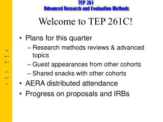 Welcome to TEP 261C!