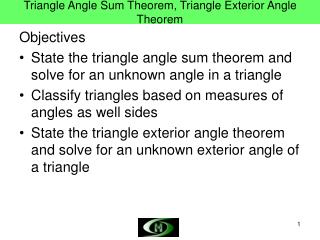 Triangle Angle Sum Theorem, Triangle Exterior Angle Theorem