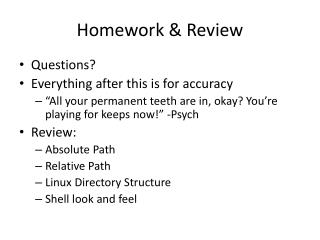 Homework &amp; Review