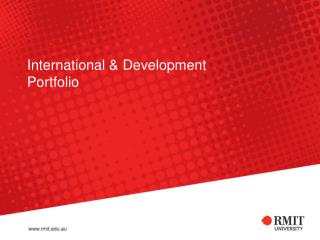 International &amp; Development Portfolio
