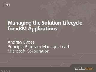Managing the Solution Lifecycle for xRM Applications