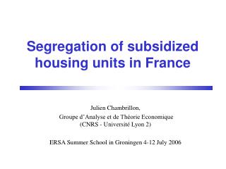 Segregation of subsidized housing units in France