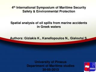 University of Piraeus Department of Maritime studies 30-05-2013
