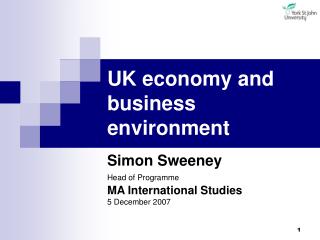 UK economy and business environment