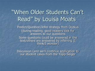 “When Older Students Can’t Read” by Louisa Moats