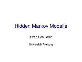 Hidden Markov Modelle